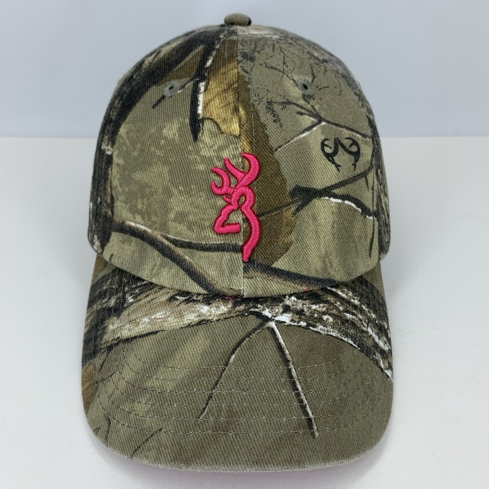 Browning For Her Camo Hat Pink Buckmark OSFA Women Adjustable Soft Baseball Cap